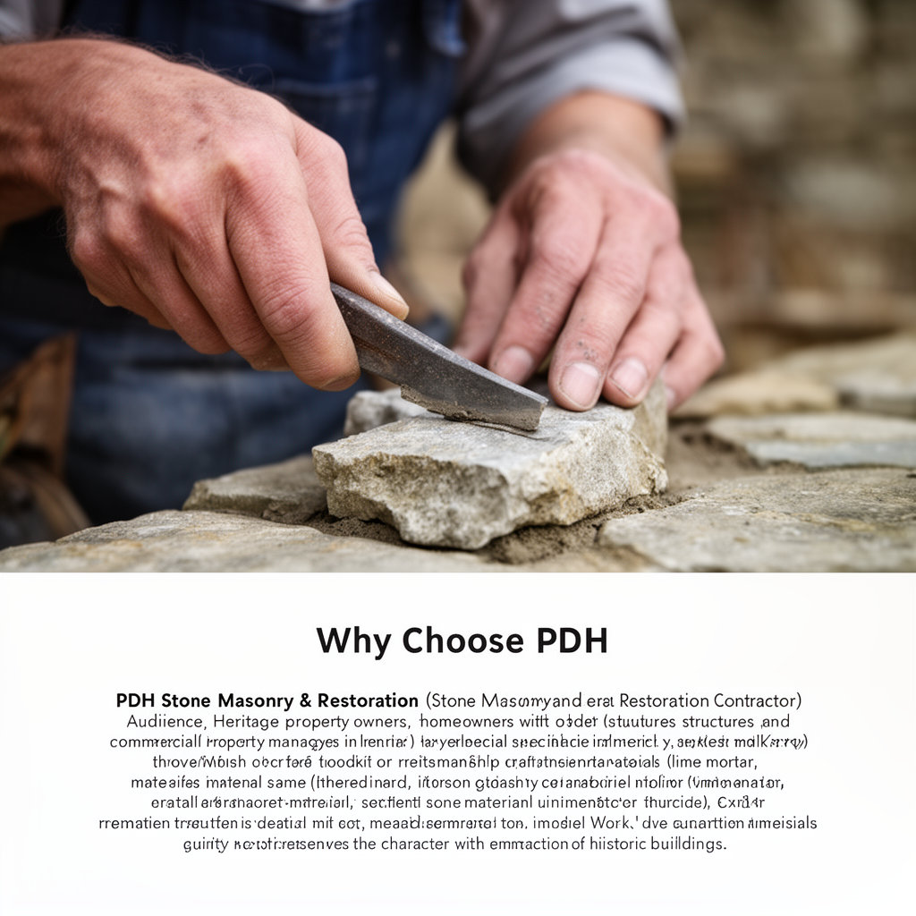 PDH Stone Masonry & Restoration expert craftsman performing traditional dry stone and lime mortar restoration work
